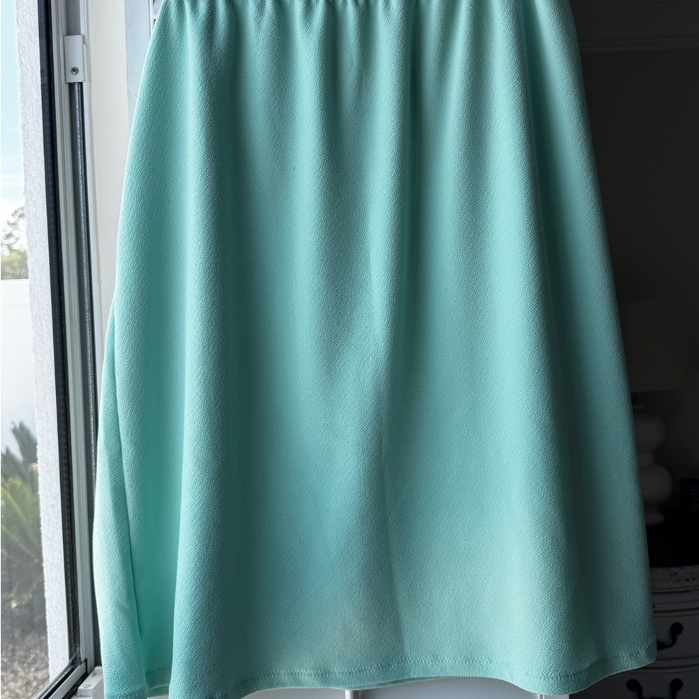 Casual Blue Green Midi A-Line Skirt